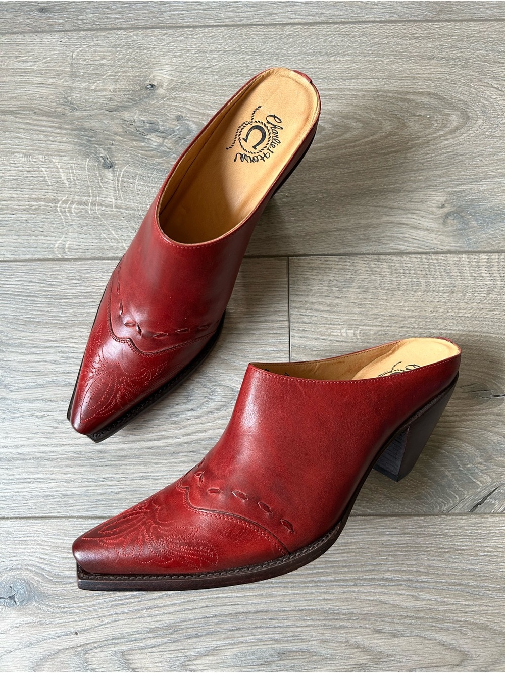 Lucchese  Charlie 1 Horse Red Mules Booties Size 40 / US 9 New